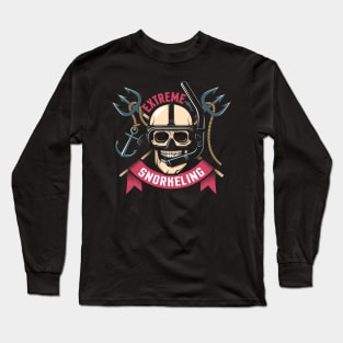 Vintage diving print with skull in a mask and snorkel Long Sleeve T-Shirt